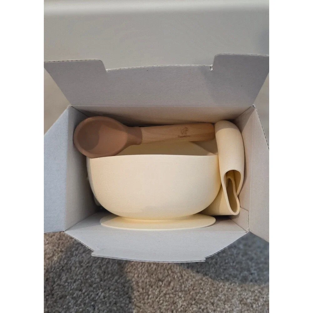 Silicone suction plate & feeding sit with bib, spoon and bowl